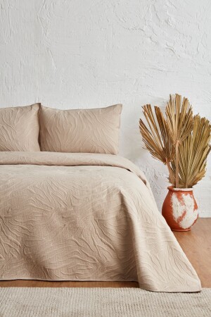 Sonnia Doppelbett-Tagesdecken-Set, Beige - Karaca Home