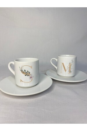 Spezielles Design, personalisierte Valentinstagsgeschenk-Kaffeetasse mit Buchstaben, 2er-Set KAHVE003 - EratCo