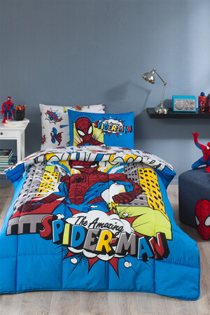 Spiderman New York Tek Kişilik Disney Lisanslı Lastikli Fitted Çarşaf Çocuk Uyku Seti EVTEKSTILI-525643 - 1