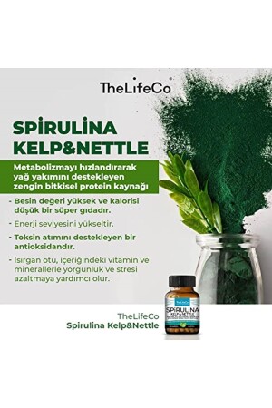 Spirulina Kelp & Nettle 60 Kapsül(metabolizma Hızlandırıcı, Detoks Ürünü, Bitkisel Protein Kaynağı) 869991080572-00 - 2
