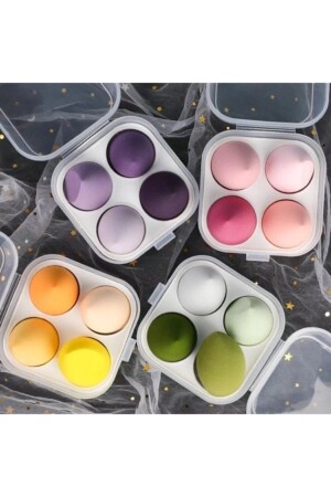 Standlı Kutulu 4lü Makyaj Süngeri Profosyonel 4 Parça Makyaj Süngeri - Hiruzemin