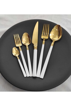 Stayle 36 Parça Beyaz Gold Çatal Kaşık Bıçak Set CMDSGYÇ19 - BRONDOFF