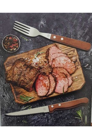 Steak-Set bestehend aus 2 Gabeln und Messern mit Holzgriff - Rooc