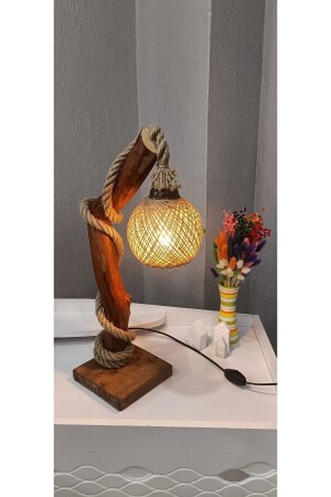 Stehlampe aus Holz, Naturholz, Lampenschirm aus Holz, Nachttischbeleuchtung, Nachtlampe emo1 - 3