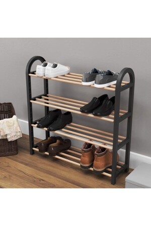 Sto-6710 Massives Schuhregal mit Holzstangen - Sinbo