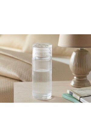 Striped Cam Başucu Sürahi 730 Ml Şeffaf - English Home