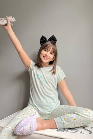 Summer Loading Baskılı Kısa Kollu Kız Çocuk Pijama Takımı 2345 - 3