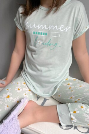 Summer Loading Baskılı Kısa Kollu Kız Çocuk Pijama Takımı 2345 - 5