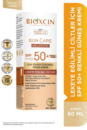 Sun Care Melatone Spf50 Lekeye Eğilimli Ciltler Için Renkli Güneş Kremi 50 ml - Kolajen Dry Touch - Bioxcin