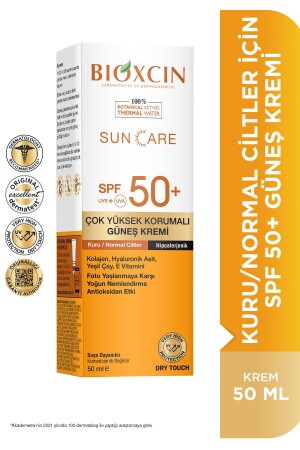 Sun Care Spf 50 Çok Yüksek Korumalı Güneş Kremi 50 ml Kuru ve Normal Cilt - Kolajen Hyaluronik Asit 5006652 - Bioxcin