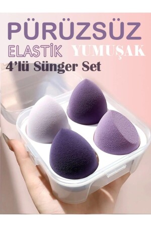 Süngeri Kutulu Sünger Seti- Fondöten- Kapatıcı- Pudra Uygulama 4'lü Set - Fontenay