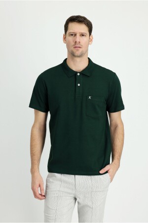 T-Shirt mit Polokragen und normaler Passform aus bestickter Baumwolle - Kiğılı