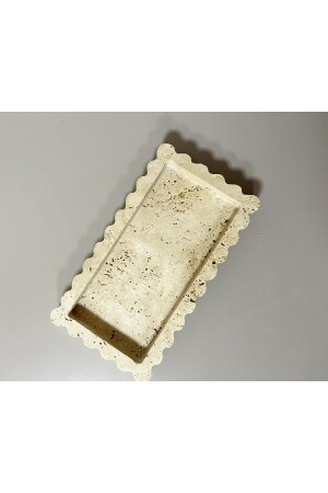 Tablett aus natürlichem Travertin-Marmor, Badezimmer-Organizer, Präsentationsteller mit Kantendetails TRV35511 - 2