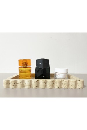 Tablett aus natürlichem Travertin-Marmor, Badezimmer-Organizer, Präsentationsteller mit Kantendetails TRV35511 - 4