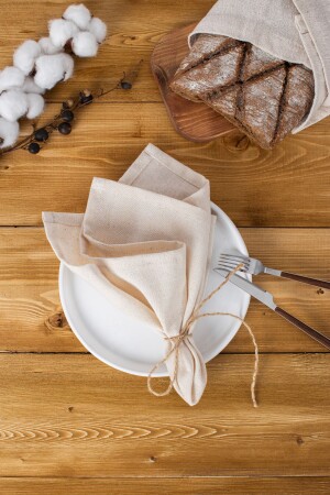 Taschentuch-Set mit 8 Bio-Rohleinenservietten, 40 x 40 cm - Wellstil