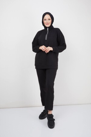 TAŞLI FERMEUARLI ROBALI DETAYLI EŞOFMAN TAKIM - The Rarebell