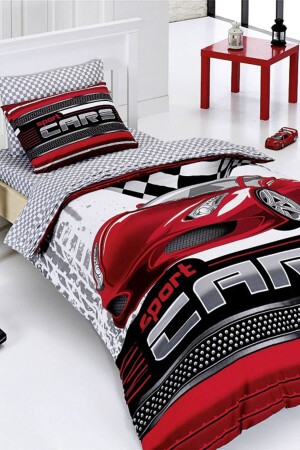 Tek Kişilik Nevresim Takımı Erkek Çocuklar Arabalı Sport Cars Kırmızı - Bayev