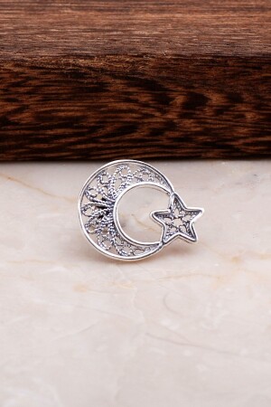 Telkari İşlemeli Ay Yıldız Gümüş Rozet 25 - Sümer Telkari