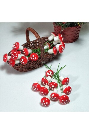 Telli Yapay Mini Mantar Süsü - 10 Adet - Estetikev