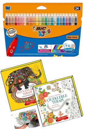 Terapi Mandala Büyükler Için Boyama Seti - 2 Kitap Ve 24'lü Keçeli Kalem Nova - Gönül Yayincilik