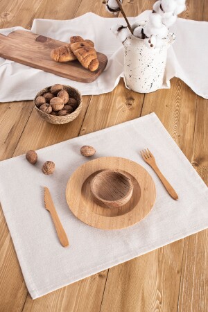 Texture-Set mit 8 Tischsets aus Bio-Rohleinen, 35 x 45 cm - Wellstil