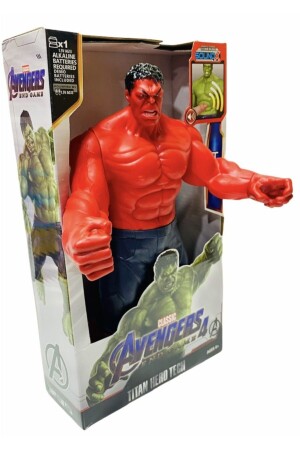 The Hulk Kırmızı Renk Red Hulk Işıklı Sesli Figür Kahraman Oyuncak 30 cm vel331 - 2