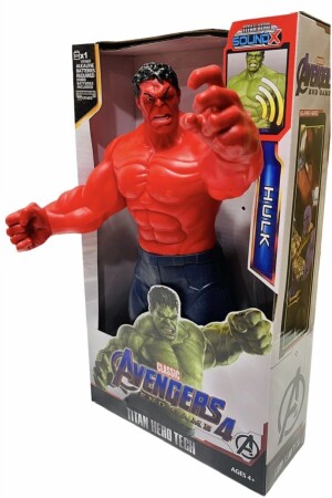 The Hulk Kırmızı Renk Red Hulk Işıklı Sesli Figür Kahraman Oyuncak 30 cm vel331 - 3