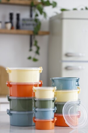 Tidy Pastel Vorratsdosen-Set rund 12-teilig STR Geeignet für Tiefkühl- und Mikrowellengebrauch. 1001. 12. P.Y. PP - simplicity