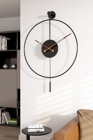 Tiktok Plus 60 cm Schwarz, moderne dekorative Pendel-Wanduhr aus Metall AGA01036 - 1