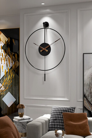 Tiktok Plus 60 cm Schwarz, moderne dekorative Pendel-Wanduhr aus Metall AGA01036 - 4