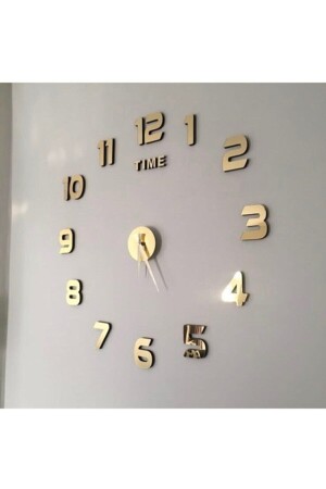 Time Collection 3d Latin Rakamlı (TÜRKÇE) Duvar Saat, (ALTIN) WD-TR-SAAT - 1