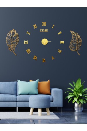 Time Collection 3d Roma Rakamlı Saat Ve 2li Yaprak Pano Set (ALTIN) WD-ROMAYAPRAK - 1