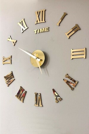 Time Collection 3D-Wanduhr mit römischen Ziffern (GOLD) ROME-7MM-GOLD - 1