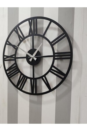 Time Collection Flat Roma Rakamlı Dekoratif Duvar Saat (SİYAH) FLAT-SAAT - 4