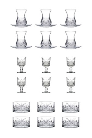 Timeless 24 Parça Çay & Çerezlik & Ayaklı Bardak Seti US002156 - Paşabahçe
