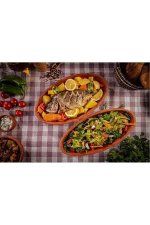 Ton-Auflauf mit glasierter Innenseite, 27 cm ovales Boot-Auflauf-Pfannen-Set – 2 Li 27 cmoval - HerşeyTopraktan