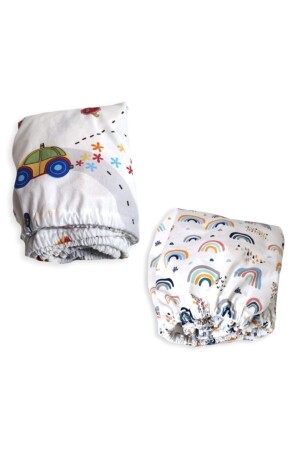 Trafik ve Gökkuşağı Desenli Lastikli Çarşaf 80x120 2 Adet 900 - Bebek Özel