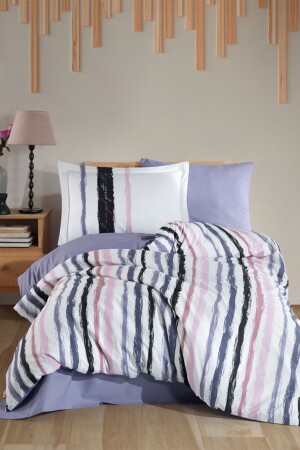 Trend Mavi Tek Kişilik %100 Pamuk Poplin Studio Nevresim Takımı STK-77436 - Hobby