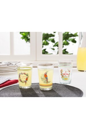 Tropisch bedrucktes 3-teiliges Wasserglas-Set 290 ml 31245 - Madame Coco