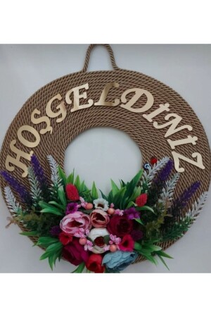 Türdekoration „Willkommen“ mit Aufschrift „Blumen dekoriertes Zuhause“ KS300515MOR - 1