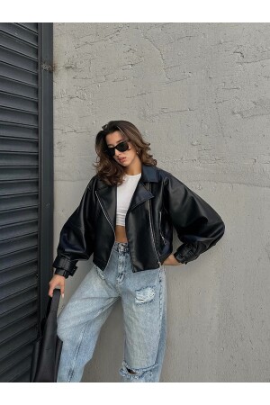 Übergroße Lederjacke mit Ballonärmeln der neuen Saison, L - Net Of Not