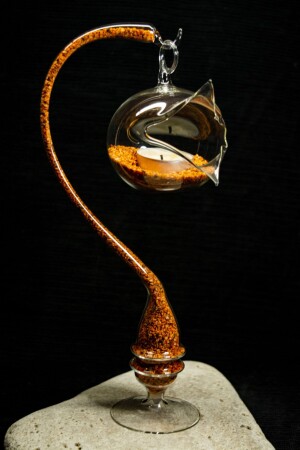 Üfleme Cam El Yapımı Renkli Mumluk - Narçiçeği Takı Ve Hediyelik Eşya