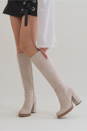 Unal Özer Damen-Tagesstiefel Un001-0118 /beige Wildleder/38 - Ünal Özer