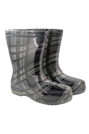 Unisex-Grau-karierte Arbeits-Garten-Regenstiefel - Fafatara