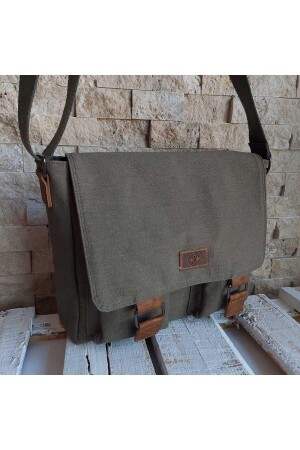 Unisex Kanvas Su Geçirmez Postacı Iş Okul Evrak Laptop Notebook Çantası (EL ÇANTASI HEDİYELİ) - Qub Club