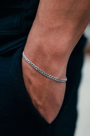 Unisex Kararmaz Ince Klasik Zincir Gümüş Çelik Bileklik - The Collection