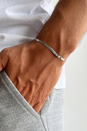 Unisex Kararmaz Yassı Italyan Zinciri Gümüş Çelik Bileklik - The Collection