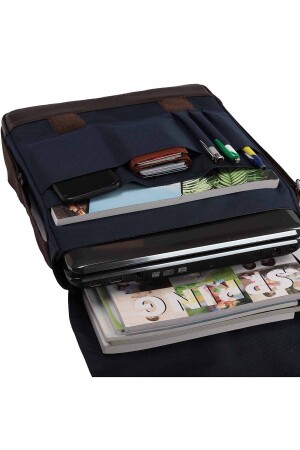 Unisex Lacivert Dikey Omuz Askılı Postacı Çanta X353 - Bizoon