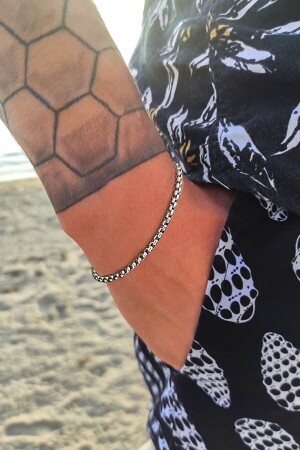 Unisex Örme Arnavut Zinciri Kararmaz Gümüş Çelik Bileklik - The Collection