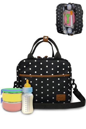 Unisex Siyah Food Bag Mama Ve Çok Amaçlı Yemek Taşıma Termos Bebek Bakım Çantası - Stylo